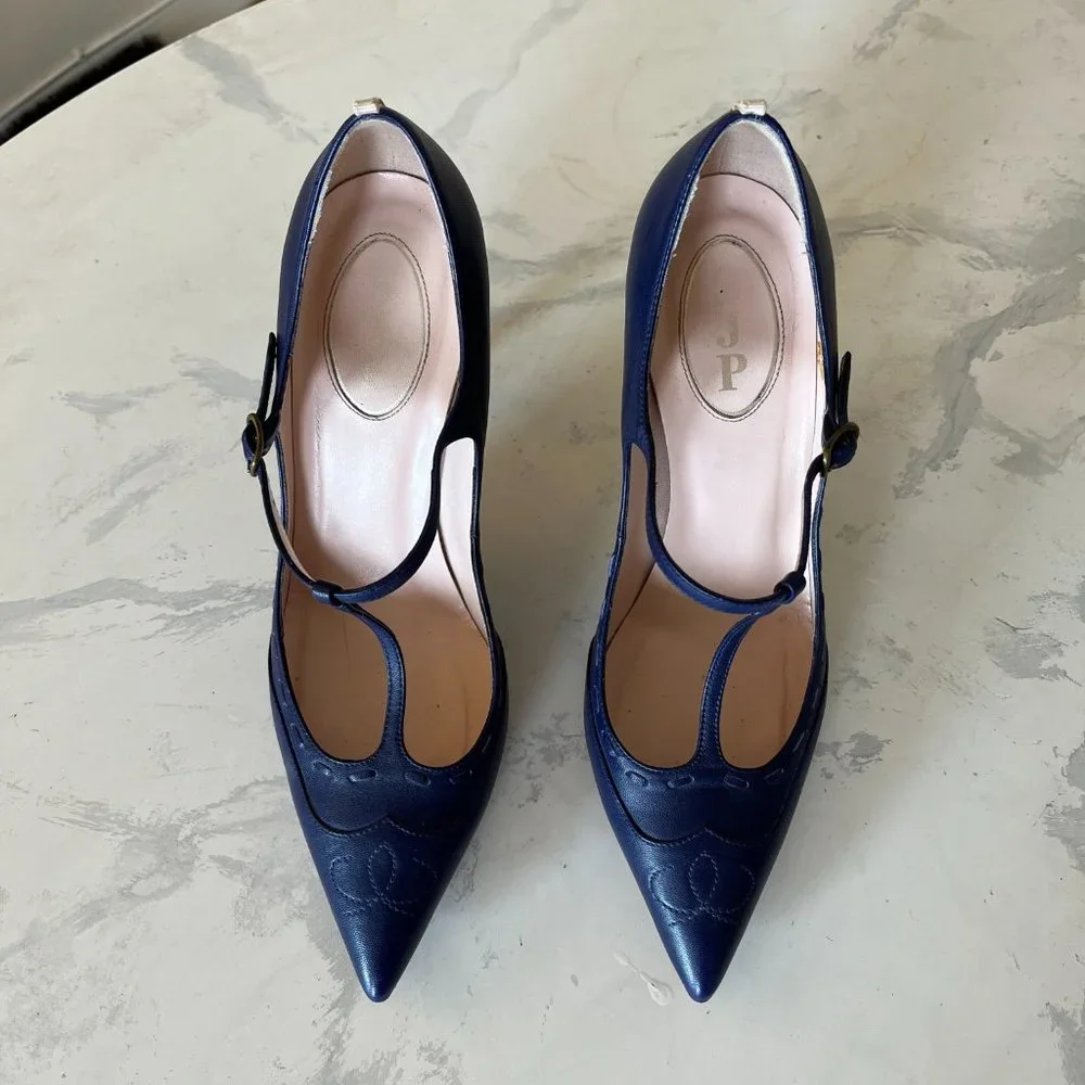 SJP by Sarah Jessica Parker T Strap Heel - Purple Leather 9.5 - Picture 3 of 15